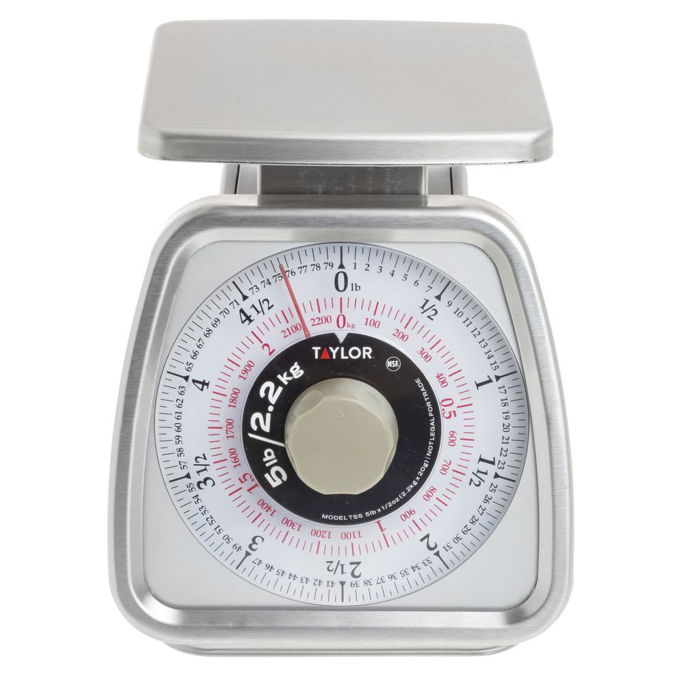 Taylor - TS5, 5 lb Mechanical Dial Portion Control Scale, 7 1/2"L x 7 1/2"W x 8 3/4"H, White