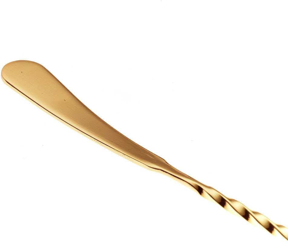 Barfly - M37010GD, Japanese Style Gold Plated Bar Spoon, 13.1", Gold