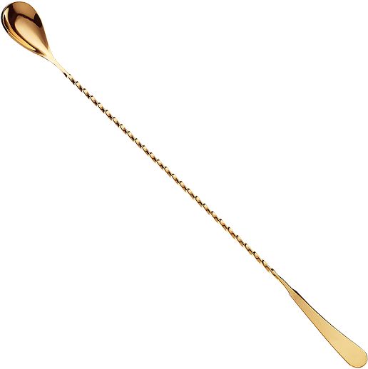 Barfly - M37010GD, Japanese Style Gold Plated Bar Spoon, 13.1", Gold