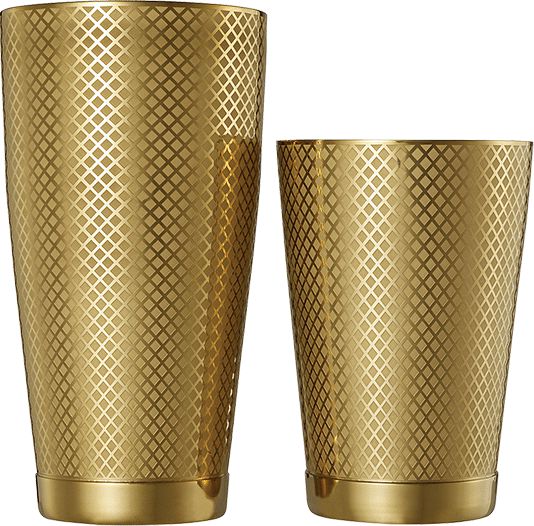 Barfly - M37200GD, Gold Plated Diamond Lattice Cocktail Shaker, 28 Oz & 18 Oz, Stainless Steel