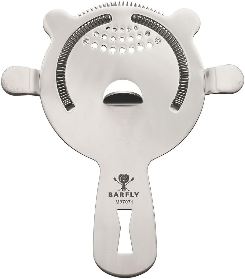 Barfly - M37071, Stainless Steel Heavy-Duty 4 Prong Spring Bar Strainer, 8.5"x4.5", Silver