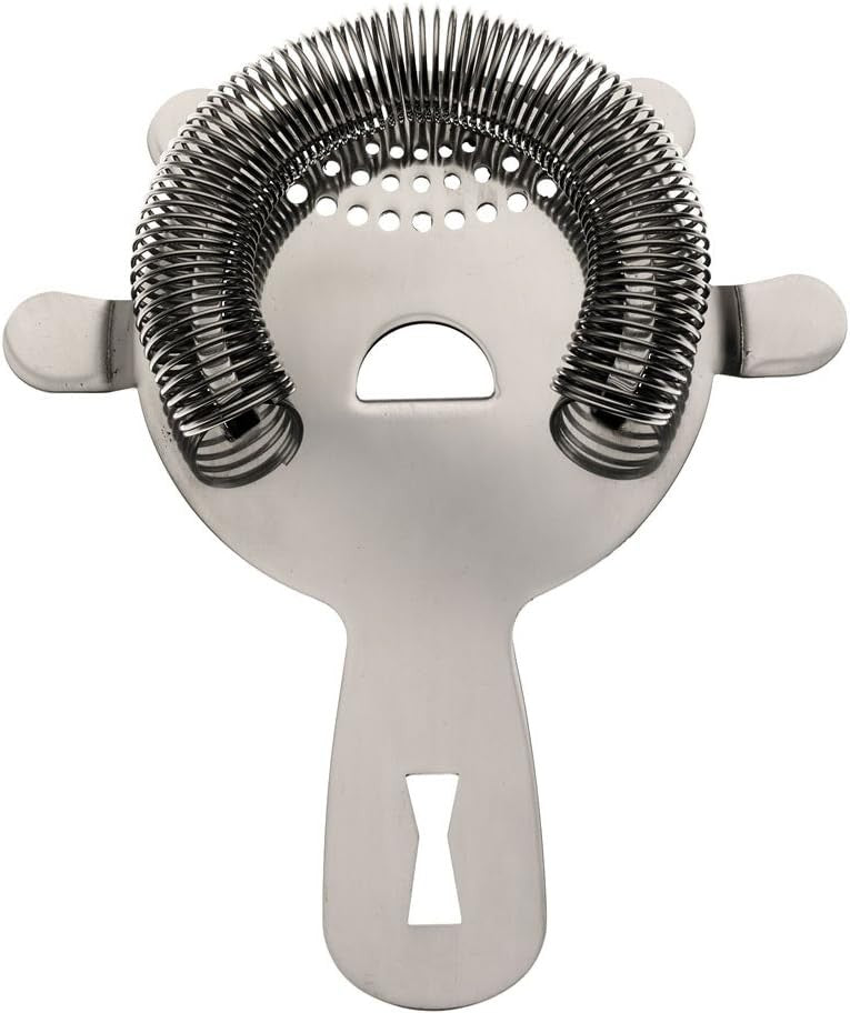 Barfly - M37071, Stainless Steel Heavy-Duty 4 Prong Spring Bar Strainer, 8.5"x4.5", Silver