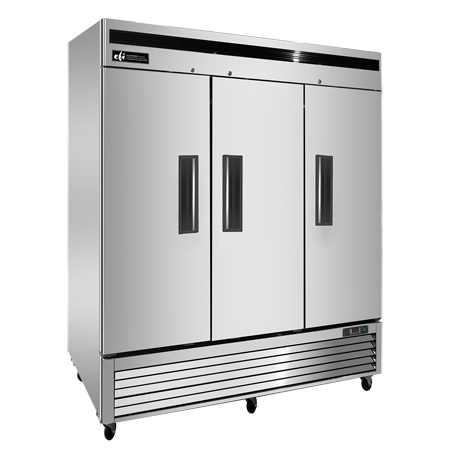 EFI F3-82VC 82" Solid Reach-In Freezer - 71 cu. ft., 3 Doors, Stainless Steel, Bottom-Mounted, Versatile Refrigeration.