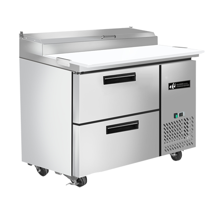 EFI CPDW2-44VC 44" Stainless Steel Pizza Prep Table - 14 Cu. Ft. with Refrigeration & Cutting Board