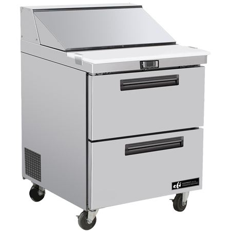 EFI CSDW2-27VC 27" Stainless Steel Salad/Sandwich Prep Table - 6.5 Cu. Ft., 2 Drawers, Versatile and Durable.