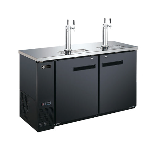 EFI CBBDD2-60CC 60" Black Beer Dispenser with Double Tab Tower & Stainless Steel Finish