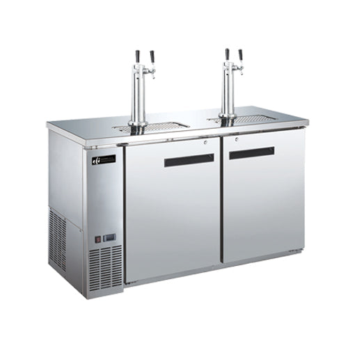 EFI CBBSDD2-60CC 60" Stainless Steel Beer Dispenser, Double Tab Tower, 115V, 33_ to 41_, with Solid Swing Doors.