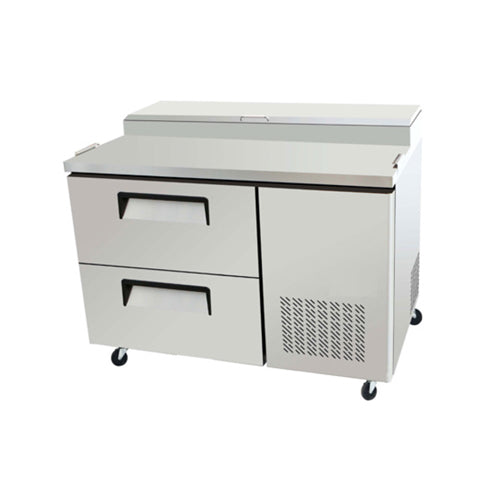 EFI CPDW2-44VC 44" Stainless Steel Pizza Prep Table - 14 Cu. Ft. with Refrigeration & Cutting Board