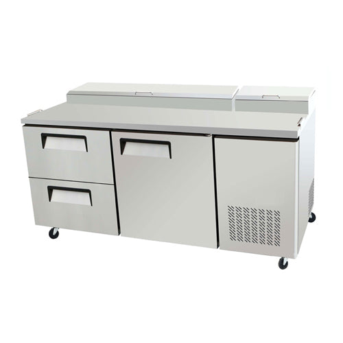 EFI CPDW2-67VC 67" Stainless Steel Pizza Prep Table - 20 Cu. Ft. with 2 Drawers & 1 Door, Versatile and Durable.