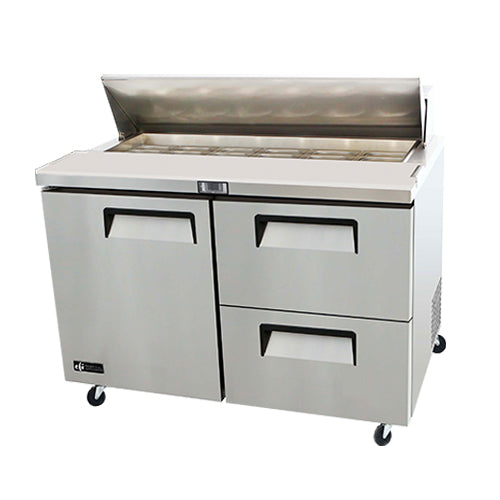 EFI CSDW2-60VC 60" Stainless Steel Salad/Sandwich Prep Table - 2 Drawers, 18 Cu. Ft., Versatile & Efficient.