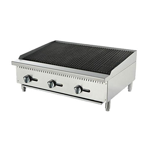 EFI RCTCB-24N 24" Natural Gas Charbroiler - Countertop Lava Rock Grill, 70,000 BTU, Stainless Steel, Adjustable Grate