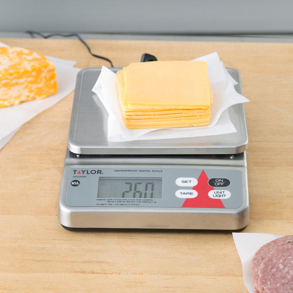 Taylor - TE10SSW, Stainless Steel Digital Waterproof Portion Control Scale, 10 lb, Silver
