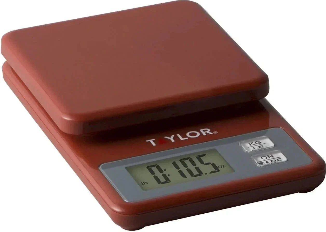 Taylor - 11 lb Compact Digital Scale - 3817R, Portable Kitchen Scale, 11 lb capacity, Red
