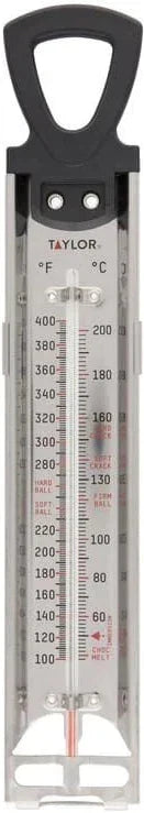Taylor - 12" Long Candy/Deep Fry Thermometer, Model 5983N, Accurate Temp Gauge, Durable Stainless Steel, Silver