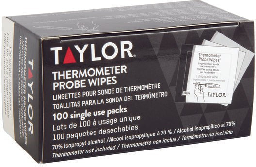 Taylor - 9999N, Thermometer Probe Cleaning Wipes, 70% Isopropyl Alcohol, 100 wipes/box, White