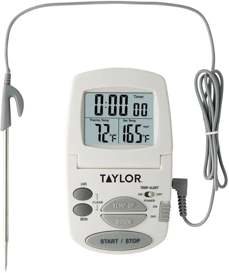 Taylor - 1470FS, Digital Timer/Thermometer with Probe, Compact Size, Black