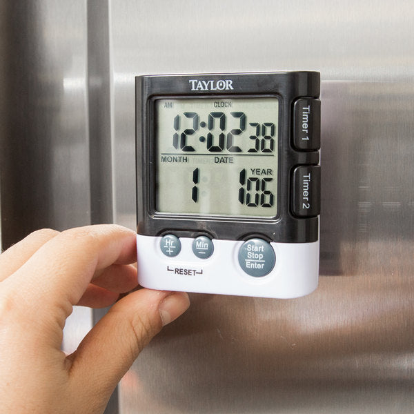 Taylor - 5828, Dual Event Digital Timer/Clock, Compact Size, Black