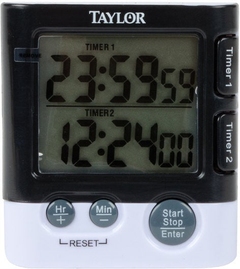 Taylor - 5828, Dual Event Digital Timer/Clock, Compact Size, Black