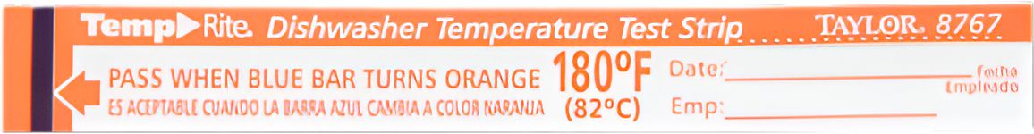 Taylor - 8767J, TempRite™ Dishwasher Temperature Test Strips, 25 Pack, Disposable, Blue