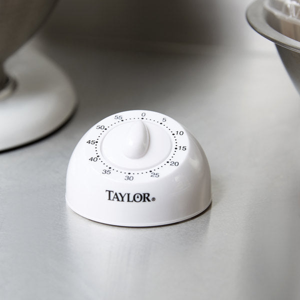 Taylor - 5832, TruTemp Basic 60 Minute Long Ring Mechanical Timer, Compact Size, White