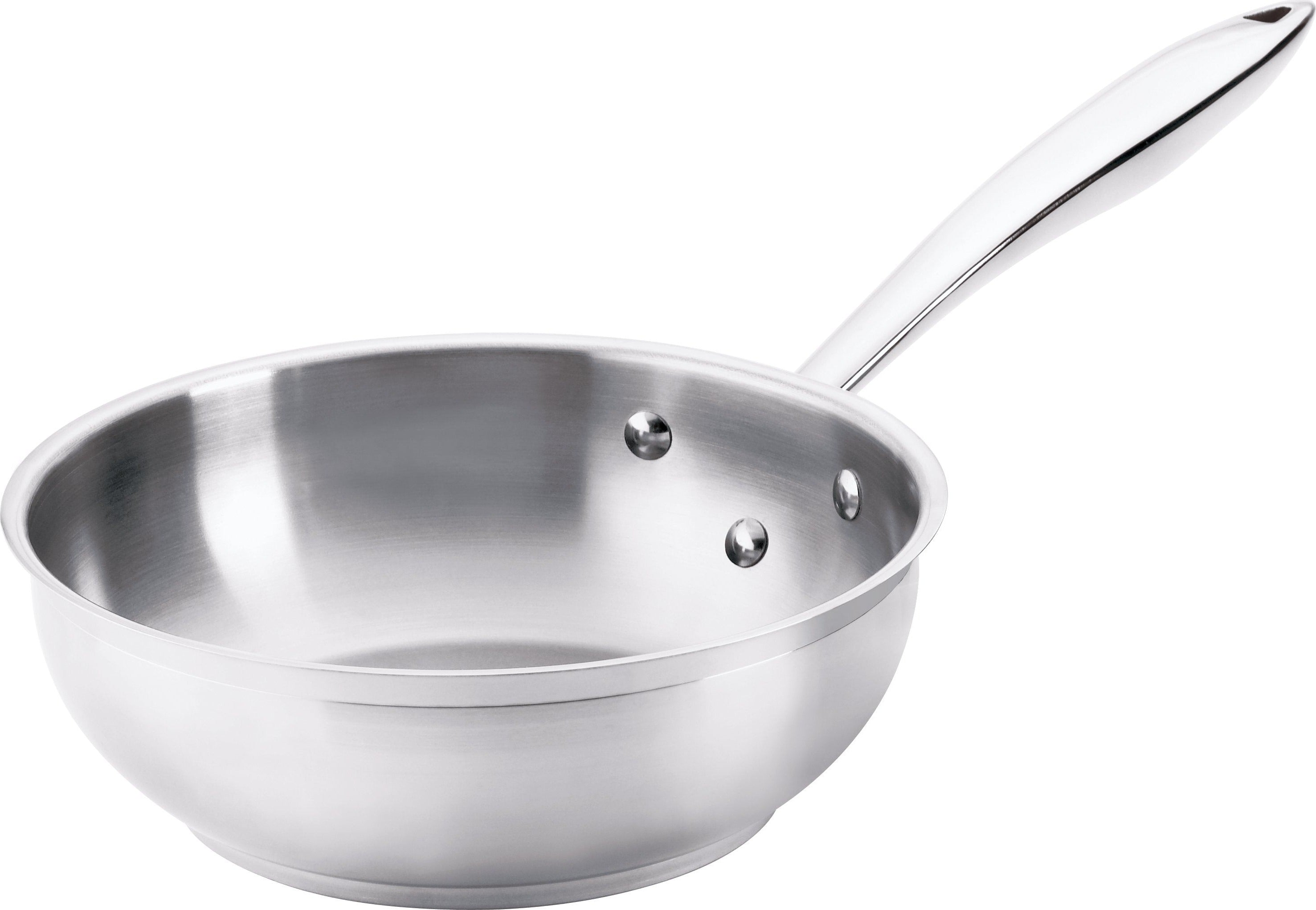 Browne Thermalloy® 5724041, 1 1/5 qt Stainless Curved-Sided Saute Pan, 6 1/4"Dia x 2 3/8"H, Silver