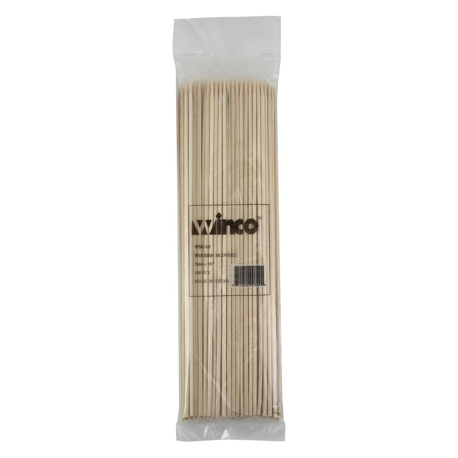 Winco WSK-10 Bamboo Skewer, 10" - 100 Count Pack