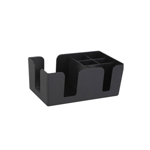 Winco BC-6 Plastic Bar Caddy - 6 Compartment, 8.5"x5.5"x8", Black