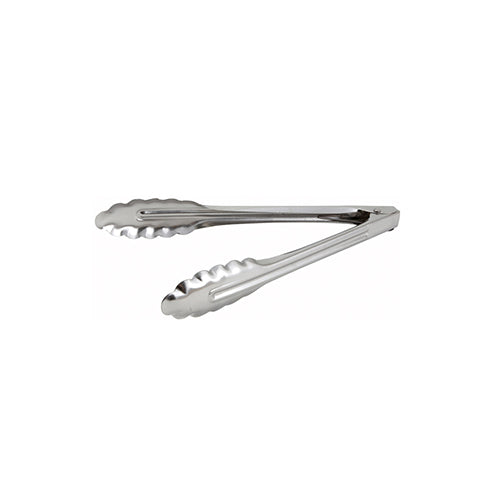 Winco UT-9HT Extra Heavy Weight Stainless Steel Utility Tong - 9 inches