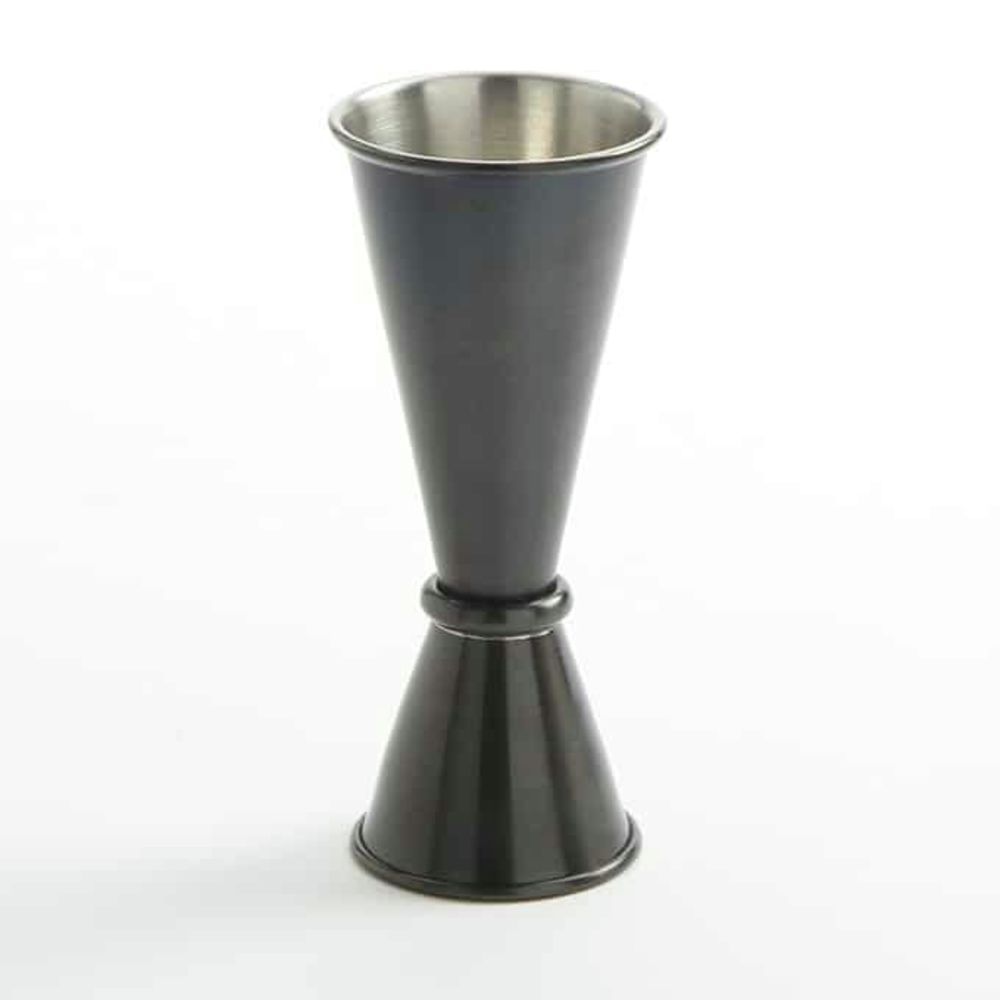 American Standard JGB5 Jigger, Black, 1 oz. x 2 oz., 2" dia. x 4-3/4"H, rolled edge, stainless steel finish.