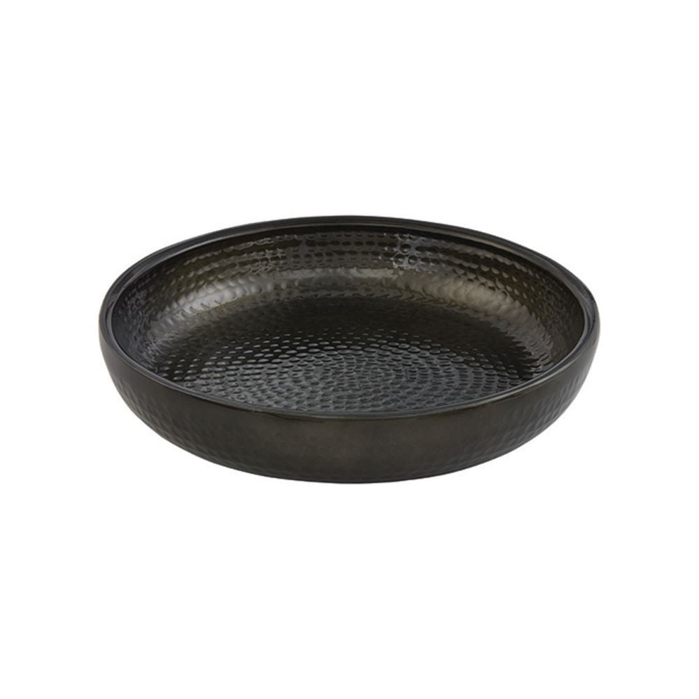 American Standard ADSEAB14 Seafood Tray, 128 oz, 14" dia, round, double-wall, hammered aluminum, black.