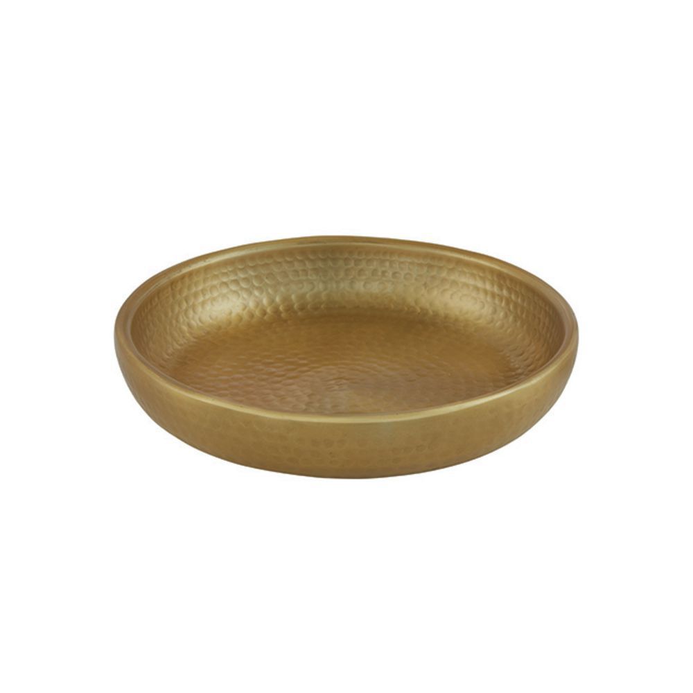American Standard ADSEAG14 Seafood Tray, 128 oz, 14" Dia., Gold, Double-Wall, Hammered Aluminum, Hand-Wash Only