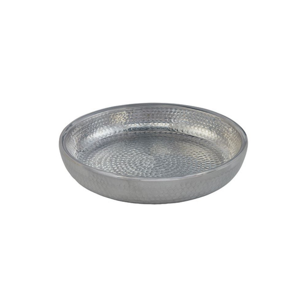 American Standard Seafood Tray ADSEAS12, 80 oz., 12" dia., double-wall, hammered aluminum, silver finish.