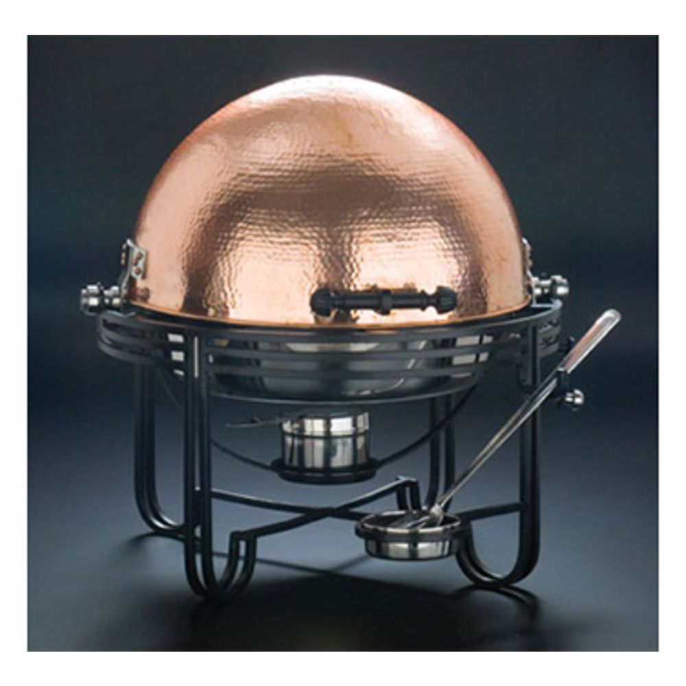 American Standard MESA91C Chafer, 6 Qt, Round, Copper, Hammered Finish, 180¡ Roll-Top, Includes Food & Water Pans.