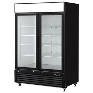 EFI F2-54GDVC 54"  Bottom-Mount Glass 2-Door Black Merchandising Freezer - 43.5 Cu. Ft.
