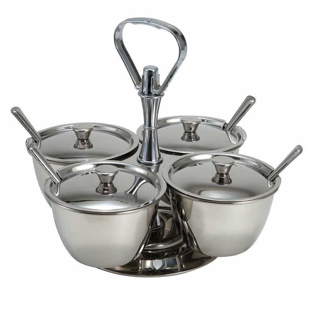 Winco RS-4 Stainless Steel Relish Server with (4) 8 oz. Compartments