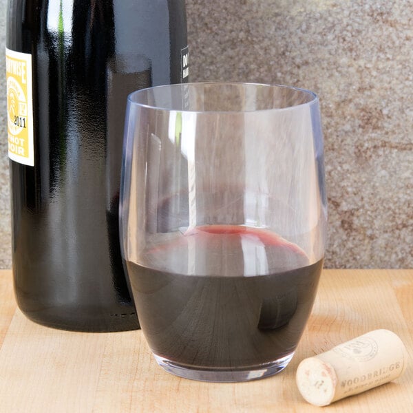 GET SW-1461-CL 12 oz. Customizable SAN Plastic Stemless Wine Glass - 24/Case