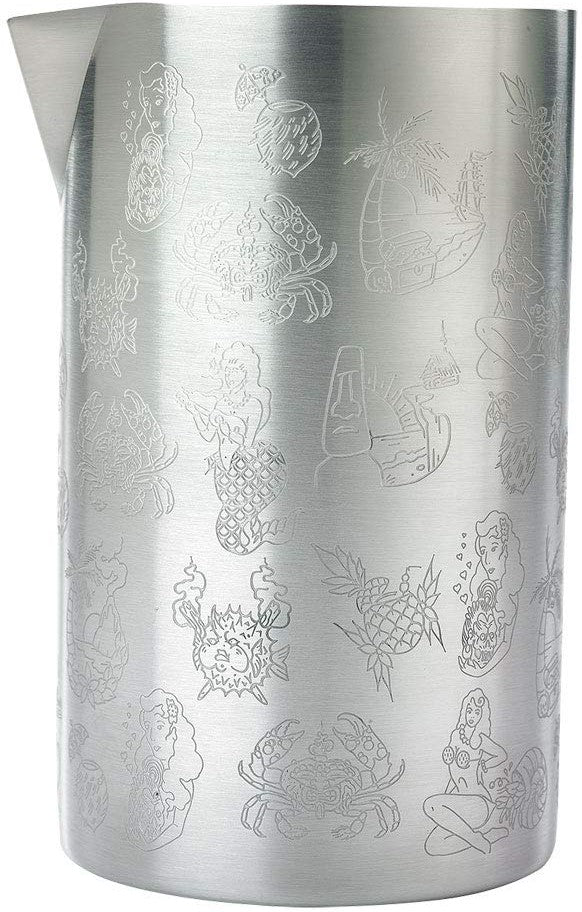 Barfly - M37079, Stainless Steel Tiki Design Cocktail Shaker, 21 Oz, Silver