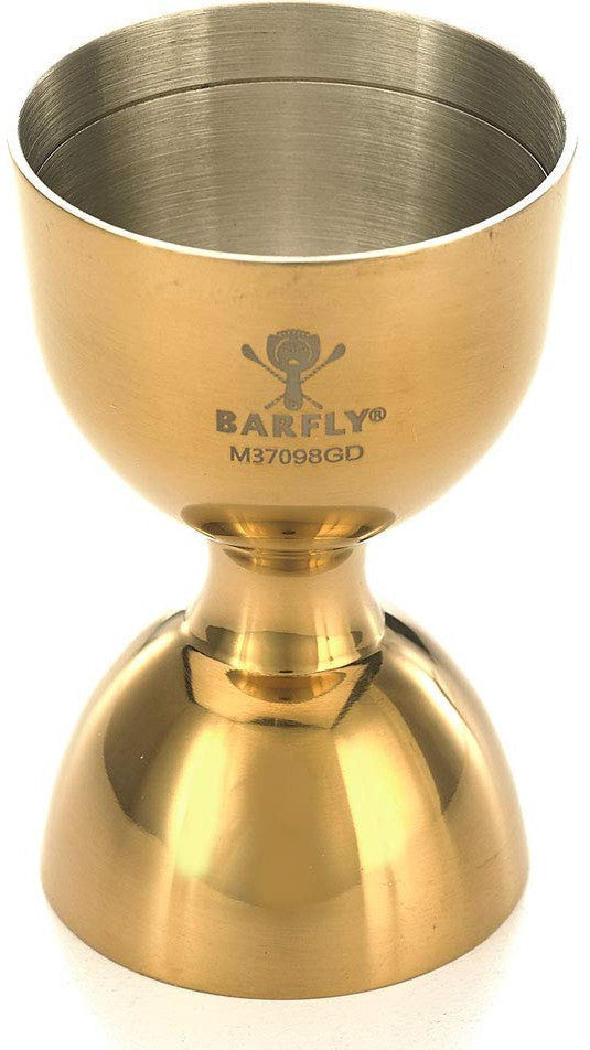 Barfly - M37098GD, Gold Plated Heavy-Duty Straight Rim Bell Jigger, 25 ml x 50 ml, Gold