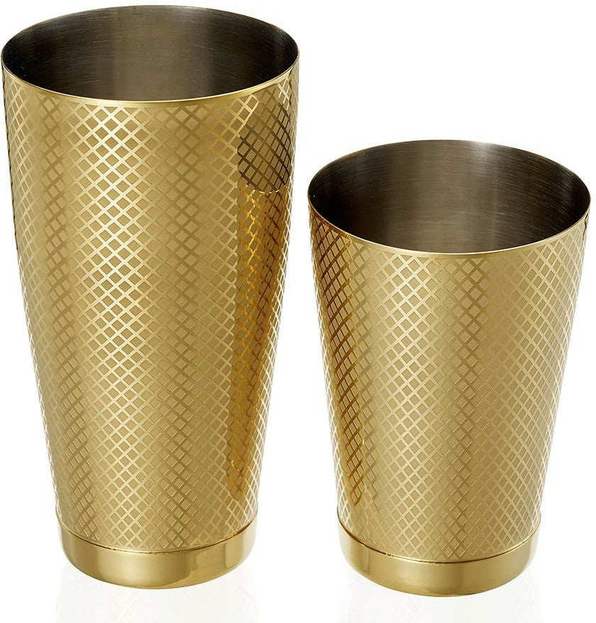 Barfly - M37200GD, Gold Plated Diamond Lattice Cocktail Shaker, 28 Oz & 18 Oz, Stainless Steel