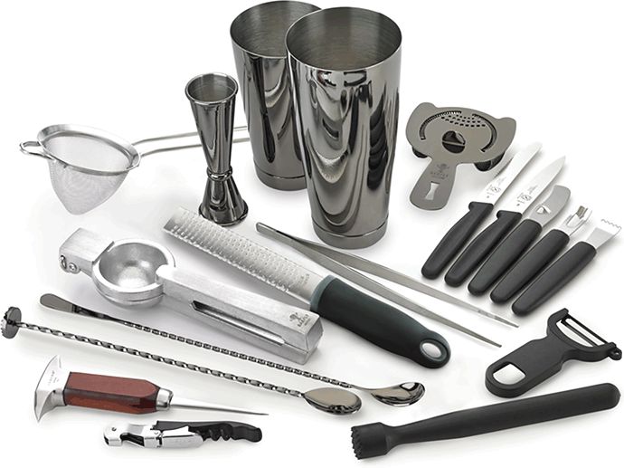 Barfly - M37102BK, Gun Metal Black Deluxe 19-Piece Cocktail Kit, 19-Piece Set, Black