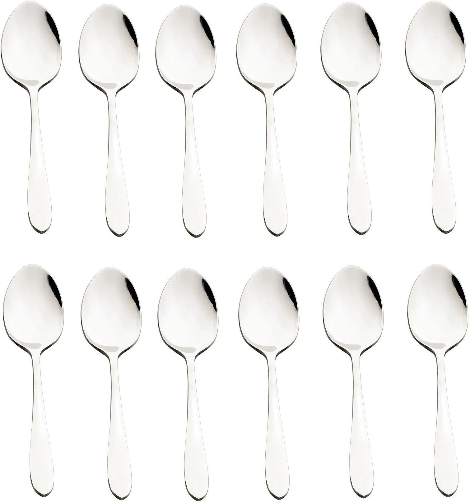 Browne - ECLIPSE 6.3" Stainless Steel Tea Spoon, 12 Pack, Durable, Silver
