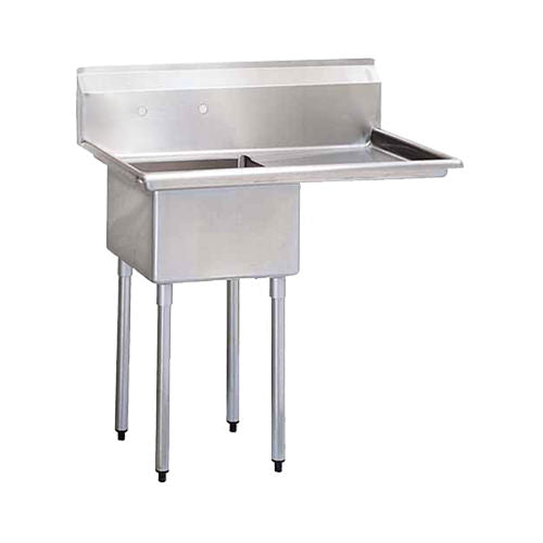 EFI SI818-1RC 18" x 18" x 11" Center Drain Sink with Right Drain Board, NSF Certified, 18/304 Stainless Steel.