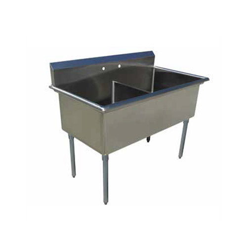 EFI SI818-2NC-E Economy Sink 18" x 18" x 13", Two Compartments, Stainless Steel, 39"W, Center Drain, NSF