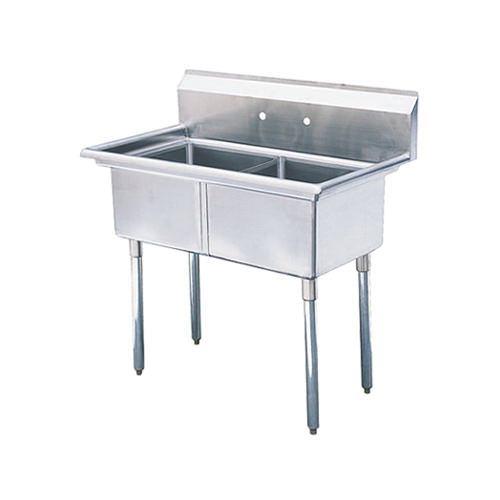 EFI SI821-2NC Two Compartment Sink 18"x21"x14" - Durable Stainless Steel, Center Drain, 48"W, NSF Certified