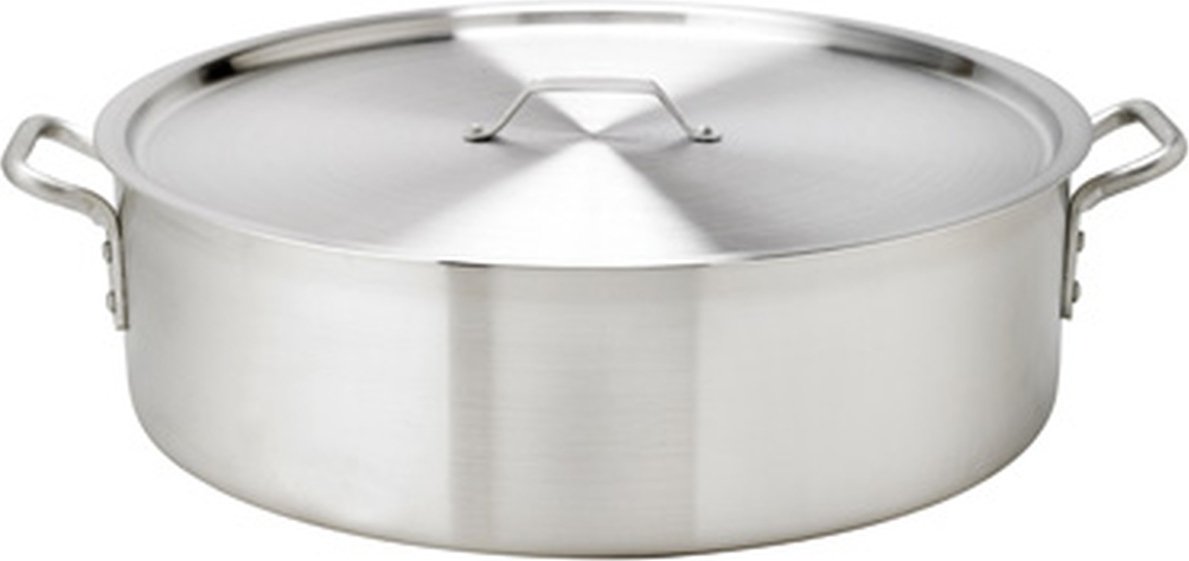 Browne - 15 QT Aluminum Brazier, Durable Cooking Pan, 15" x 3.5", Silver