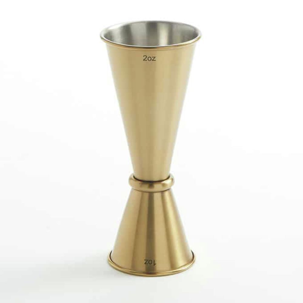 American Standard JGG5 Jigger, Gold, 1 oz. x 2 oz., 2" dia. x 4-3/4"H, rolled edge, stainless steel, elegant finish.