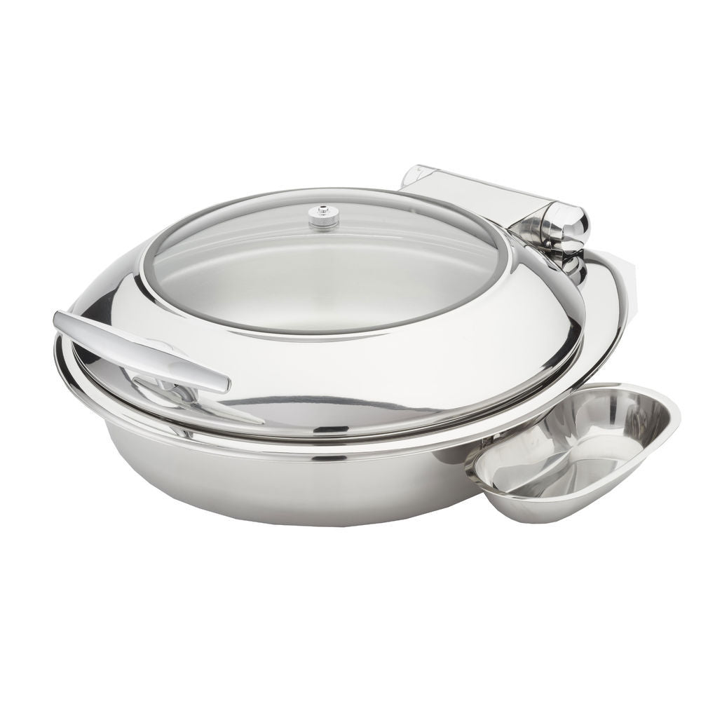 American Standard REVLRD20 Chafer, 7 Qt, Round, Stainless Steel, Induction Ready, Slow-Release Glass Lid