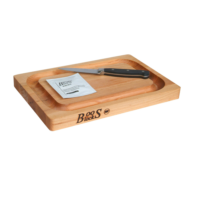 Chop-N-Slice Maple Cutting Board with Juice Groove, 12"x8"x1"-Kitchen Supplies-John Boos-209-KAF Bar Supplies