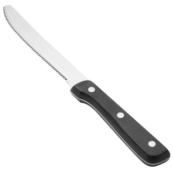 Full Tang Steak Knife with Black Plastic Delrin Handle, 5" (12-Pack)-Dinnerware-Walco-980527-KAF Bar Supplies