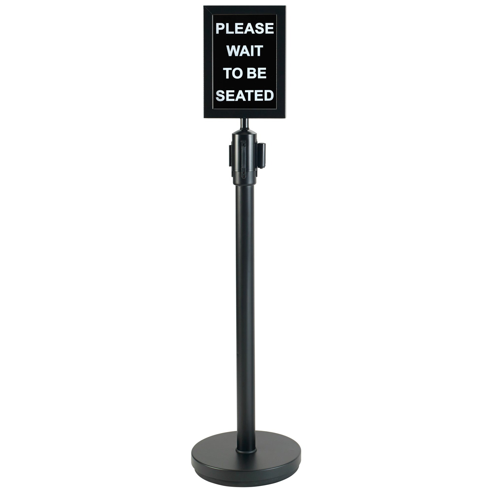 36" Stanchion Post, Black, 6-1/2' Retractable Belt-Misc-Winco-CGS-38K-KAF Bar Supplies